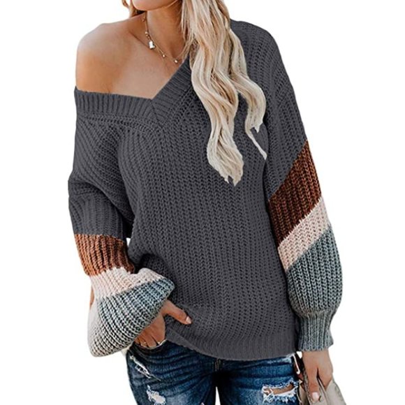 Sweaters - NWT Off Shoulder Puff Sleeve Thick Knit Sweater